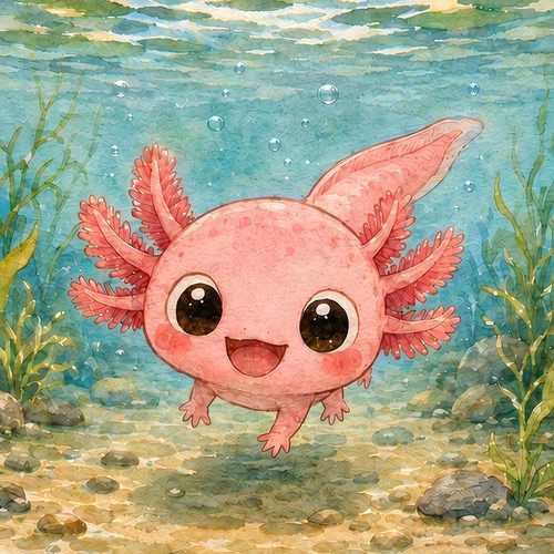 A scene from The Axolotl Who Wanted to Know Who He Was