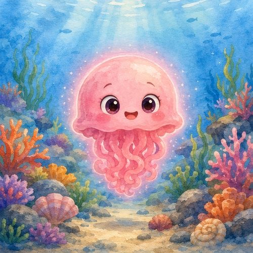 A scene from The Magical Jellyfish Who Saw in a Thousand Ways
